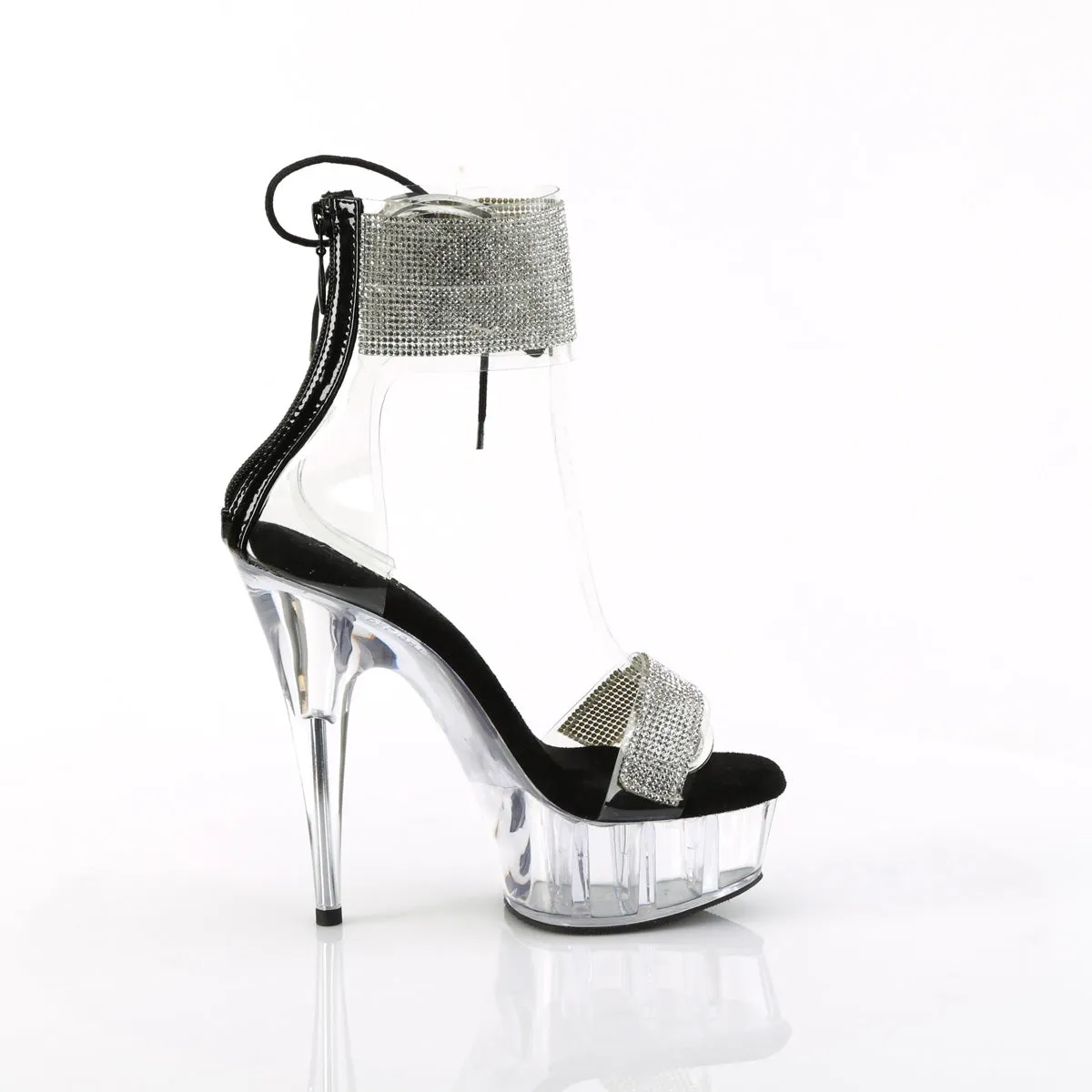 6 Inch Heel DELIGHT-627RS Clear Black Clear