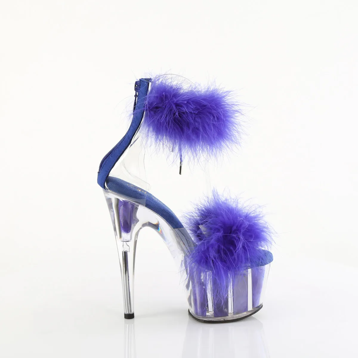 7 Inch Heel ADORE-724F Clear Royal Blue Fur