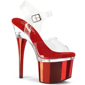 7 Inch Heel ESTEEM-708 Clear Red Chrome