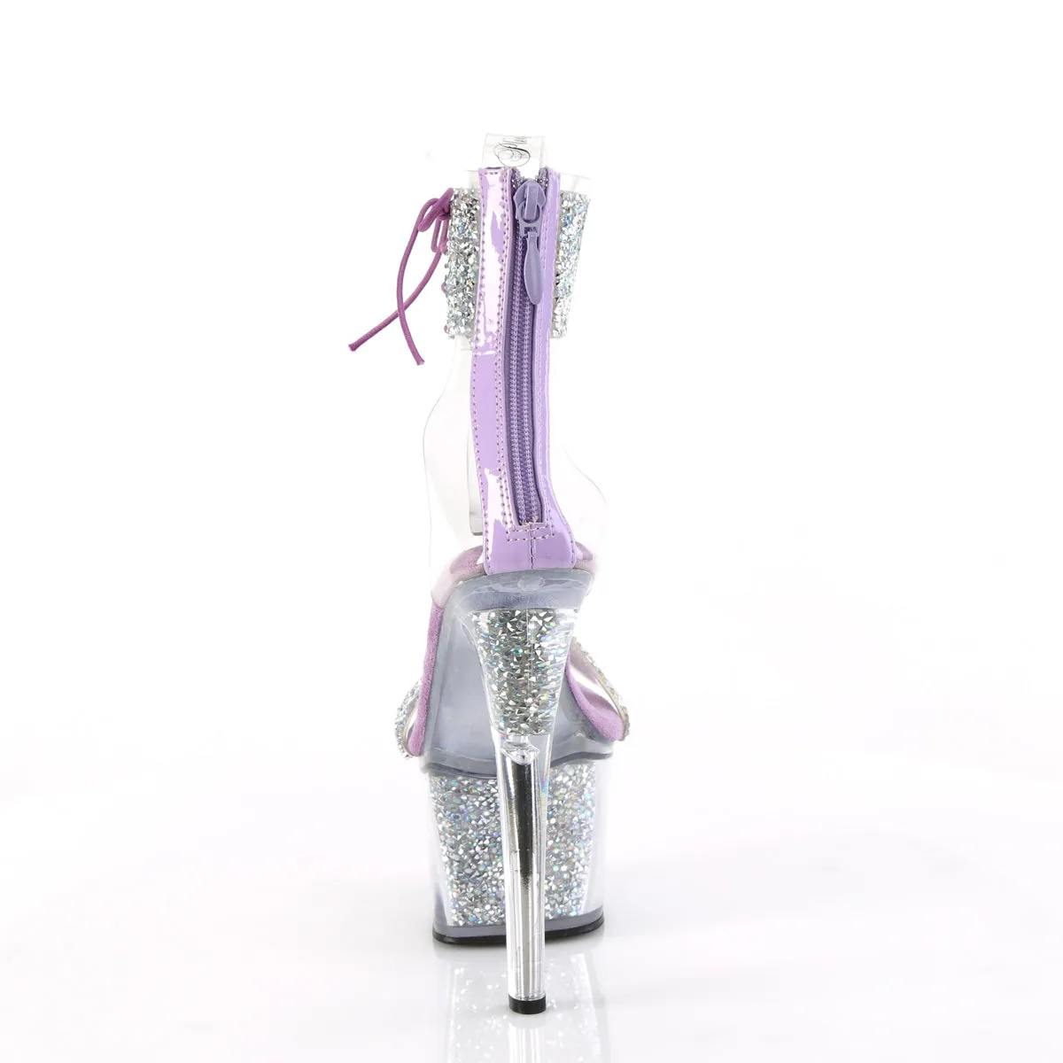 7 Inch Heel SKY-327RSI Lavender Silver Rhinestone