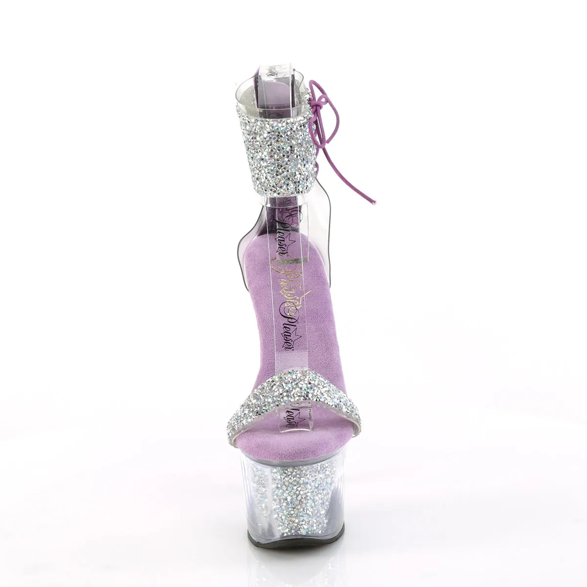 7 Inch Heel SKY-327RSI Lavender Silver Rhinestone