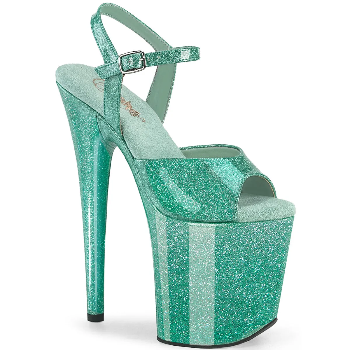 8 Inch Heel FLAMINGO-809GP Aqua Glitter