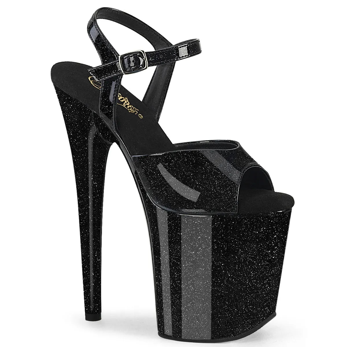 8 Inch Heel FLAMINGO-809GP Black Glitter