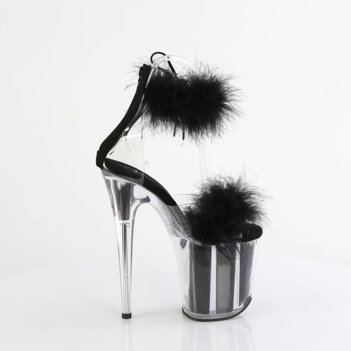 8 Inch Heel FLAMINGO-824F Clear Black Fur