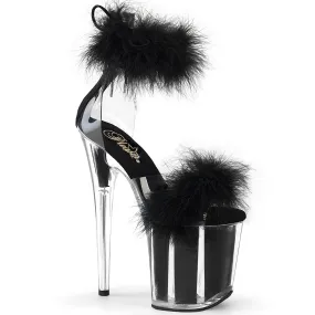 8 Inch Heel FLAMINGO-824F Clear Black Fur