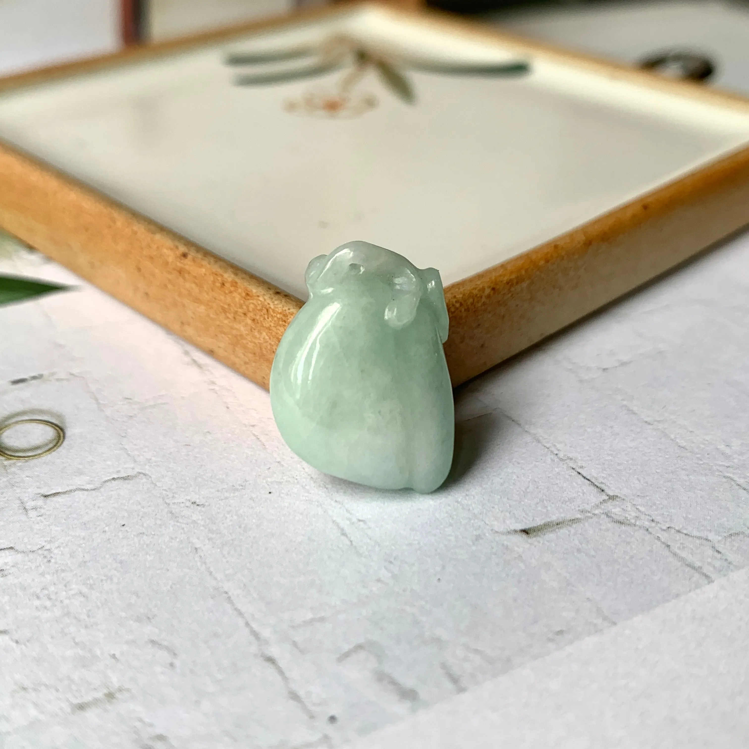 A-Grade Moss On Snow Jadeite Peach Pendant No.172275