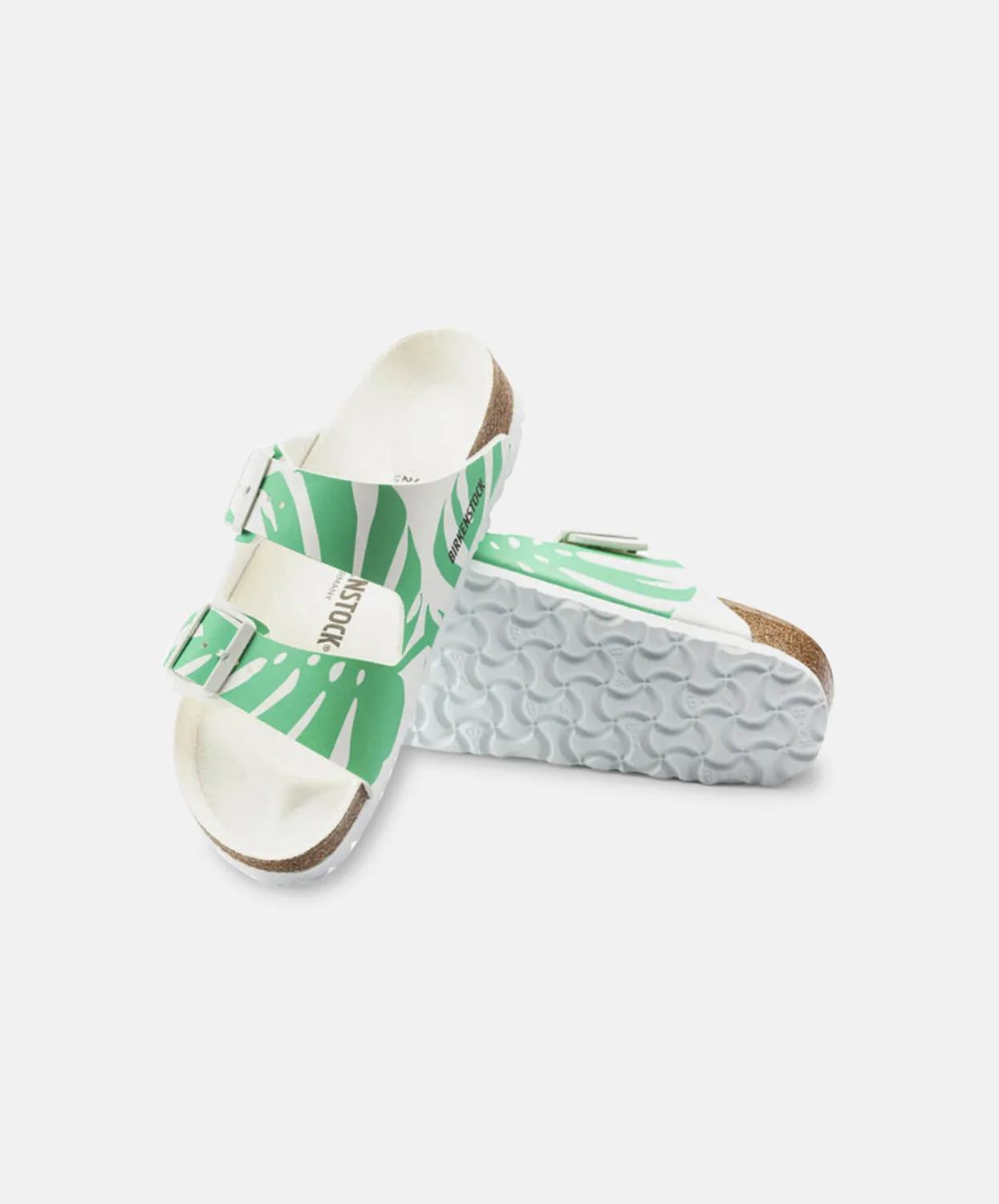 Birkenstock Arizona Monstera Birko-Flor White/Bold Jade Sandals