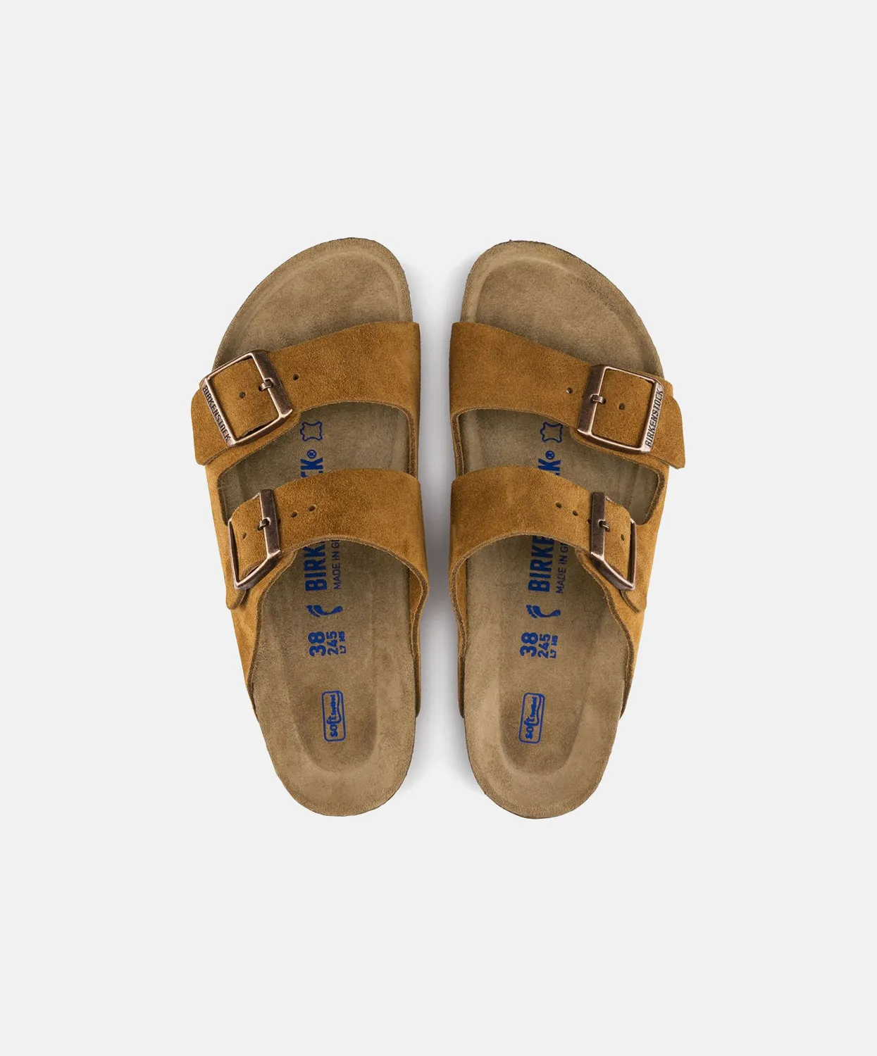 Birkenstock Arizona Suede Leather Mink Soft Footbed Sandals