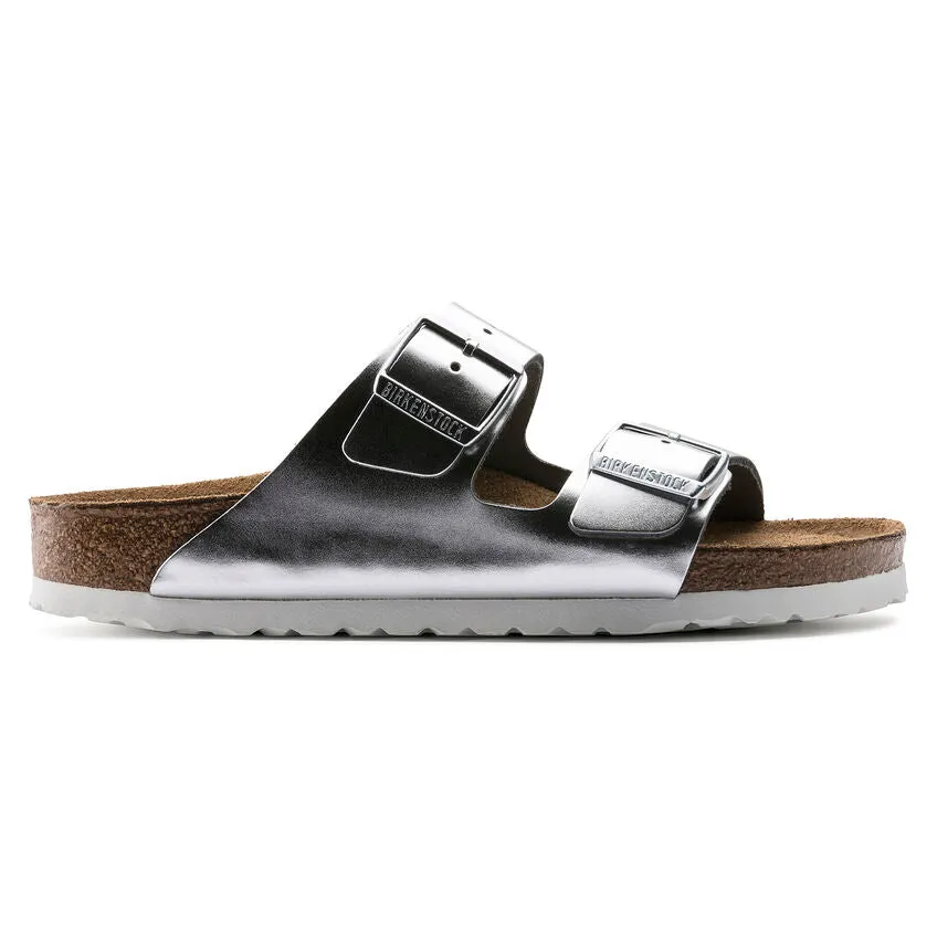 Birkenstock Women's Arizona Soft Footbed Leather (Metallic Silver)