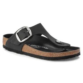 Birkenstock Women's Gizeh Big Buckle Oiled Leather (Black - Wide Feet)