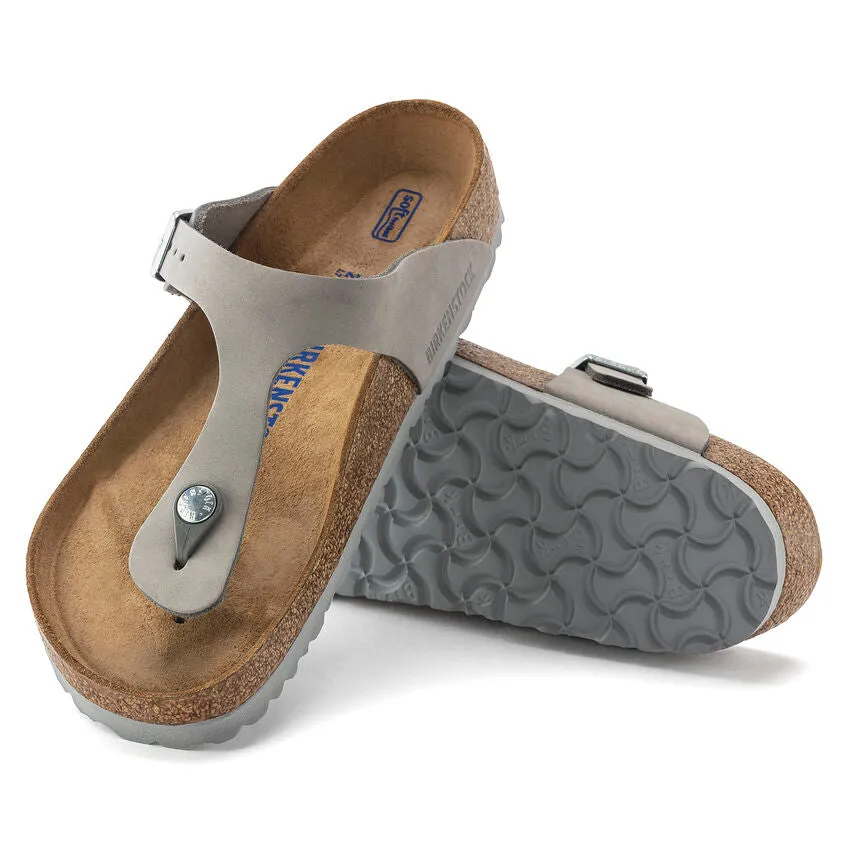 Birkenstock Women's Gizeh Soft Footbed Nubuck Leather (Dove Gray - Wide Fit)