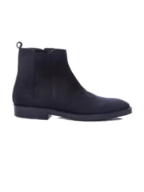 Chelsea Boots With Zipper - Black Nubuck Leather (Crepe Sole)