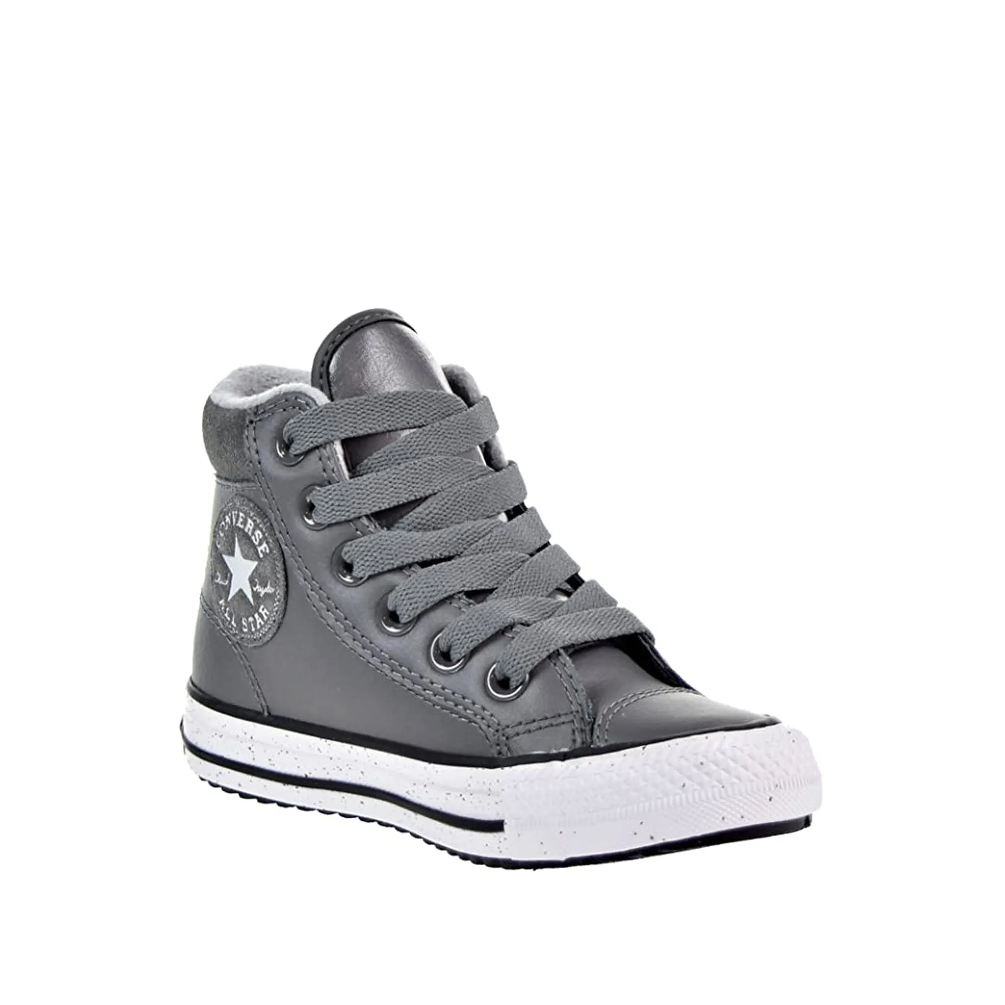 Converse Chuck Taylor All Star PC Hi Lace-Up Grey Smooth Leather Kids Boots 658071C