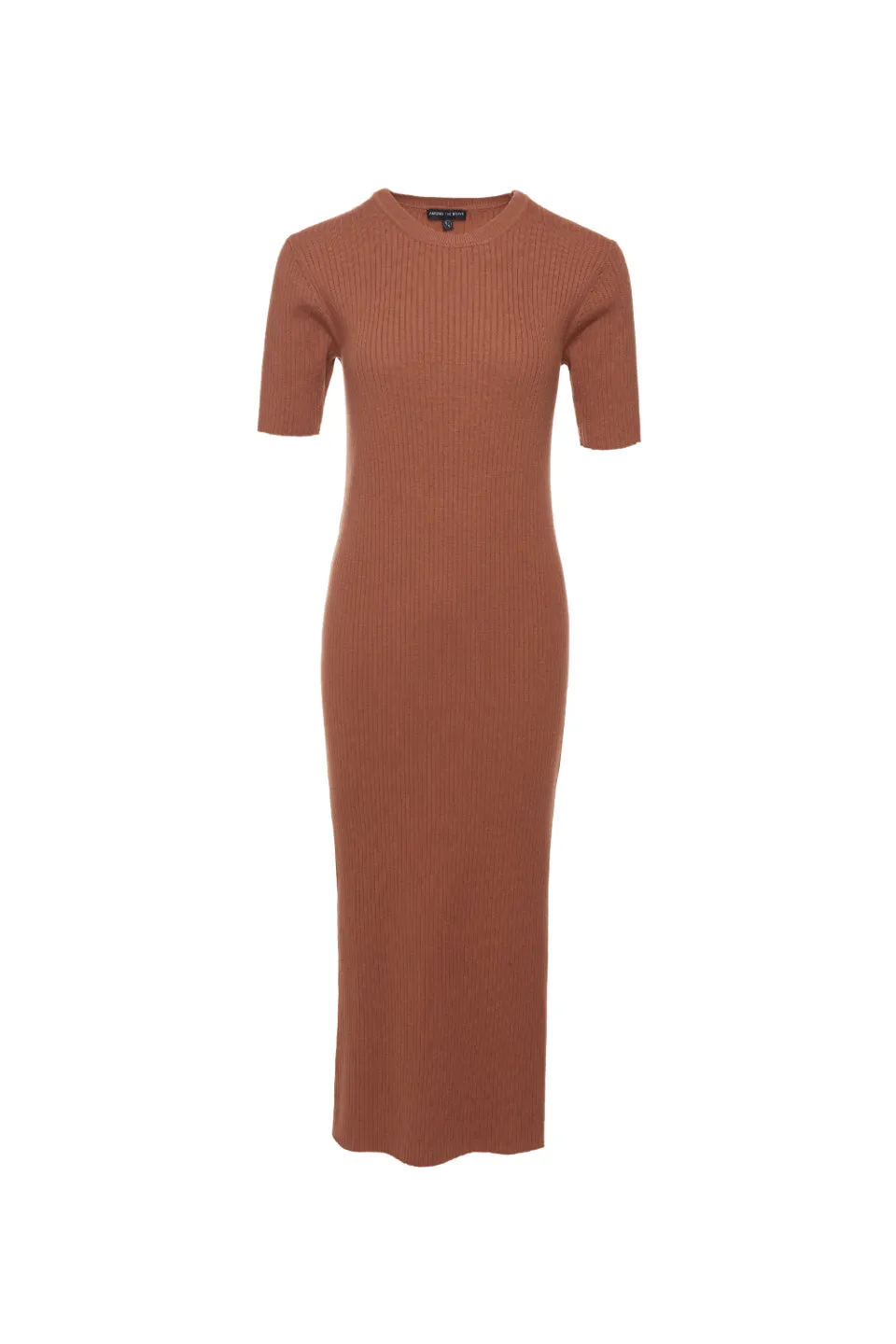 Faith Terracotta Rib Knit Half Sleeve Midi Dress