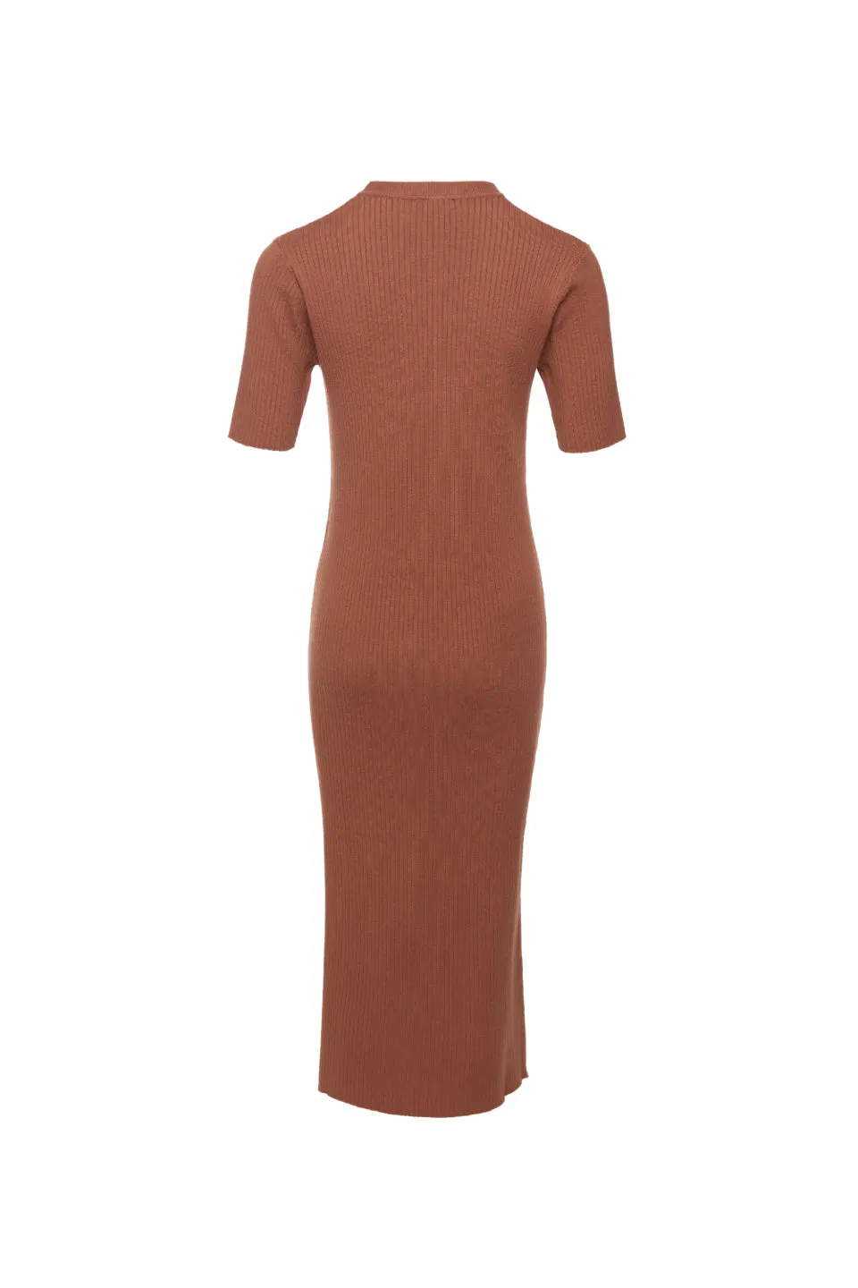 Faith Terracotta Rib Knit Half Sleeve Midi Dress