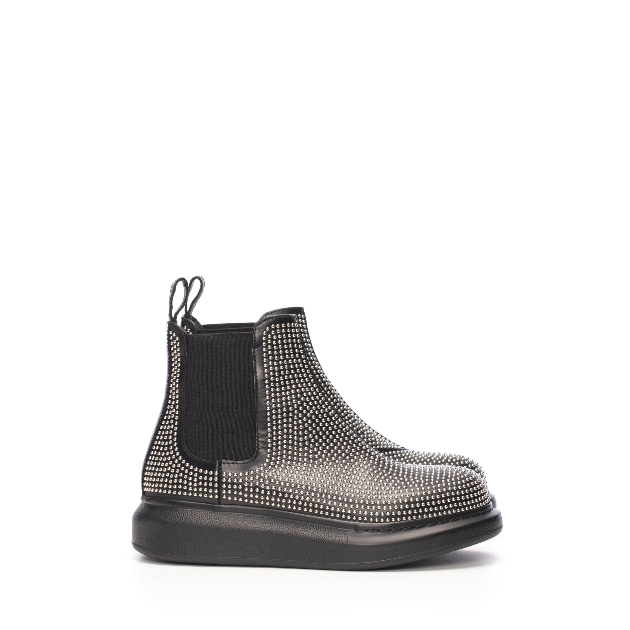 Hybrid Chelsea Boot In Black Studded Leather