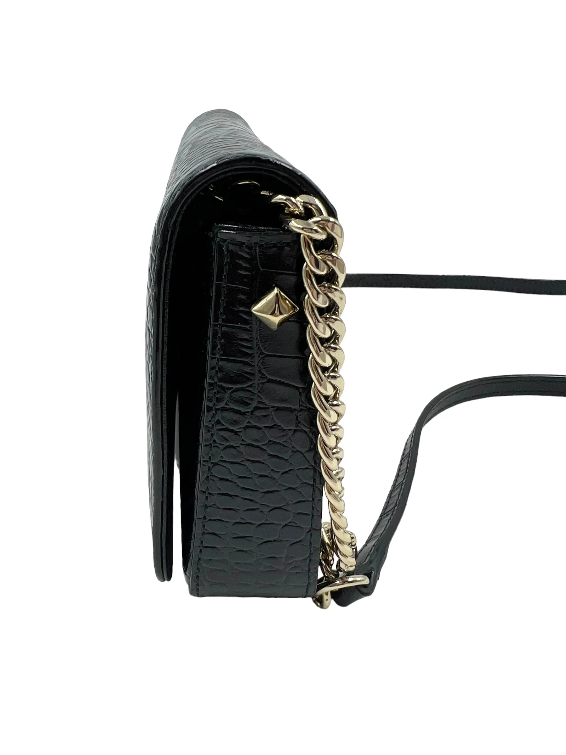 Jimmy Choo Black Croc Embossed Palace Mini Bag