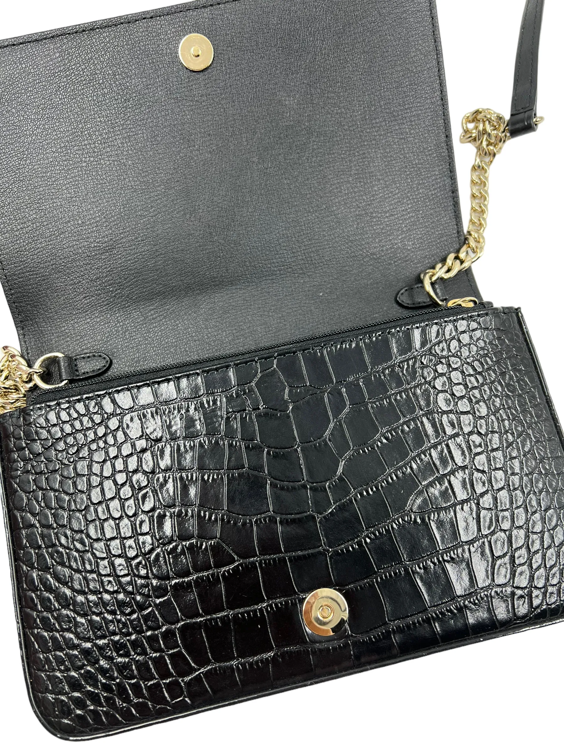 Jimmy Choo Black Croc Embossed Palace Mini Bag