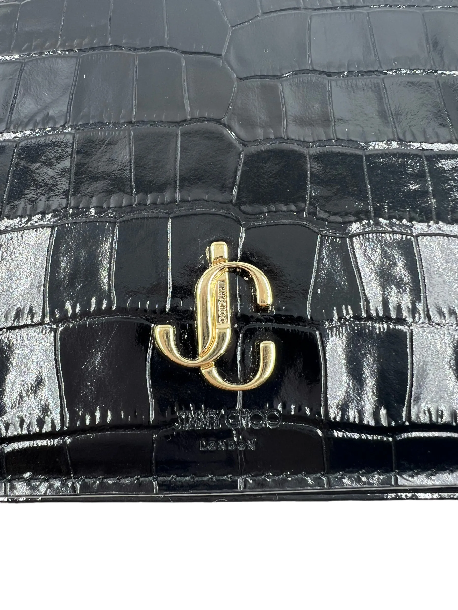 Jimmy Choo Black Croc Embossed Palace Mini Bag