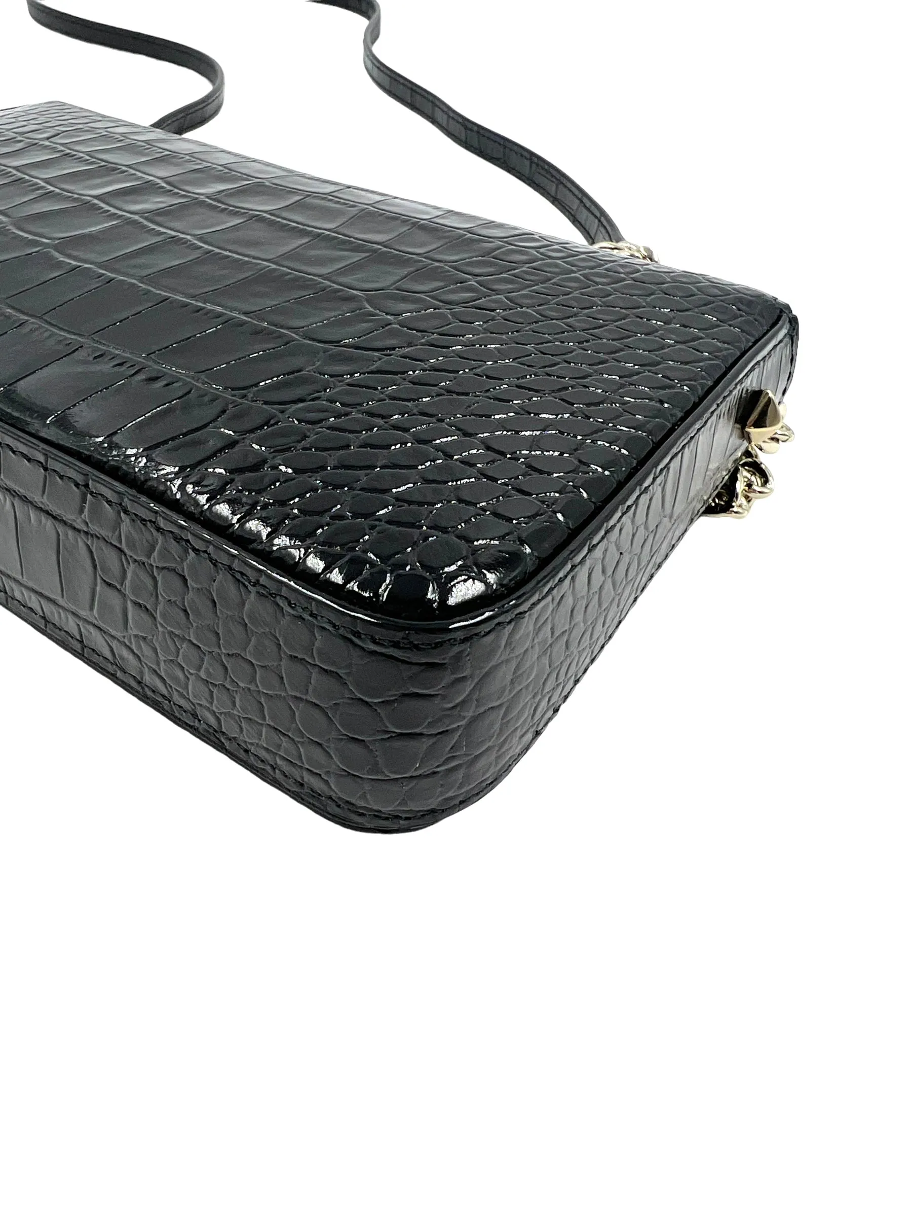 Jimmy Choo Black Croc Embossed Palace Mini Bag