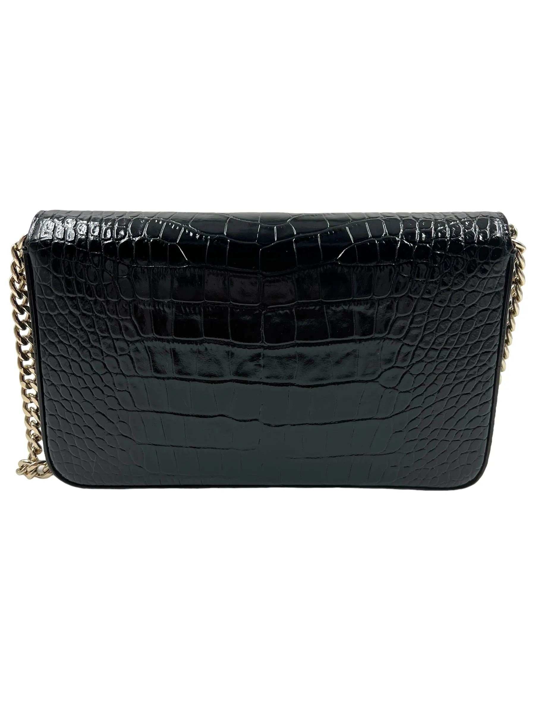 Jimmy Choo Black Croc Embossed Palace Mini Bag