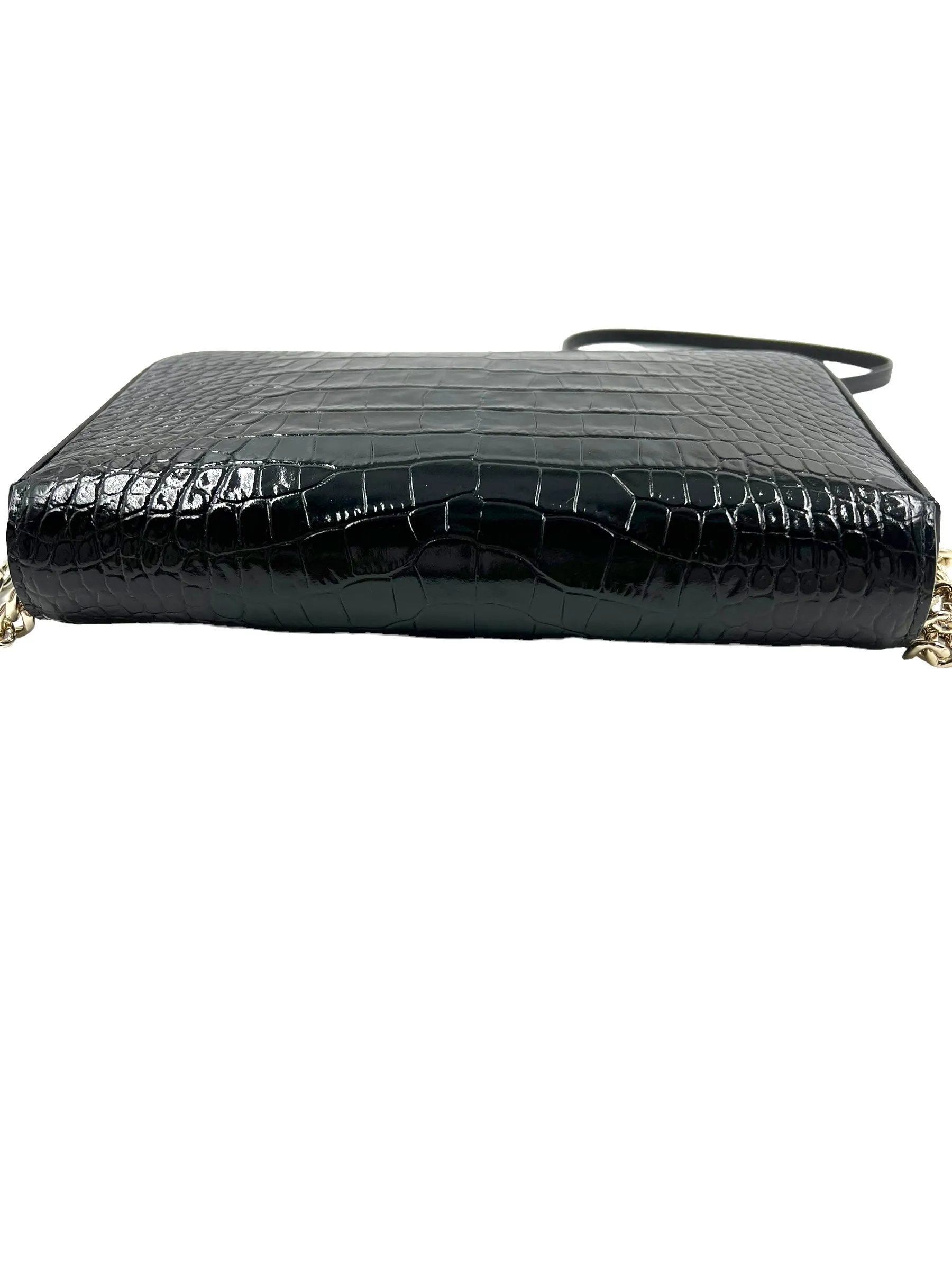 Jimmy Choo Black Croc Embossed Palace Mini Bag