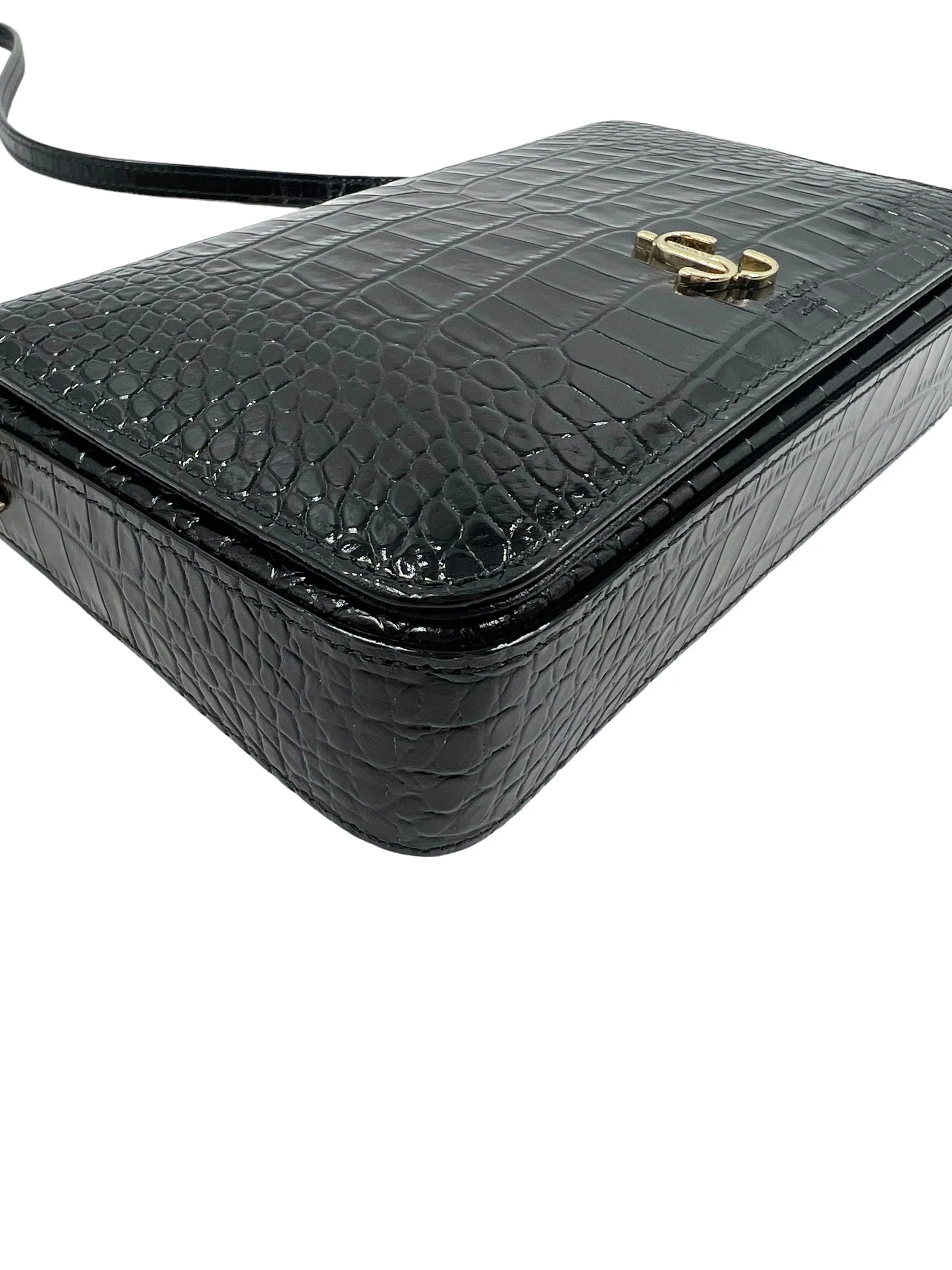 Jimmy Choo Black Croc Embossed Palace Mini Bag