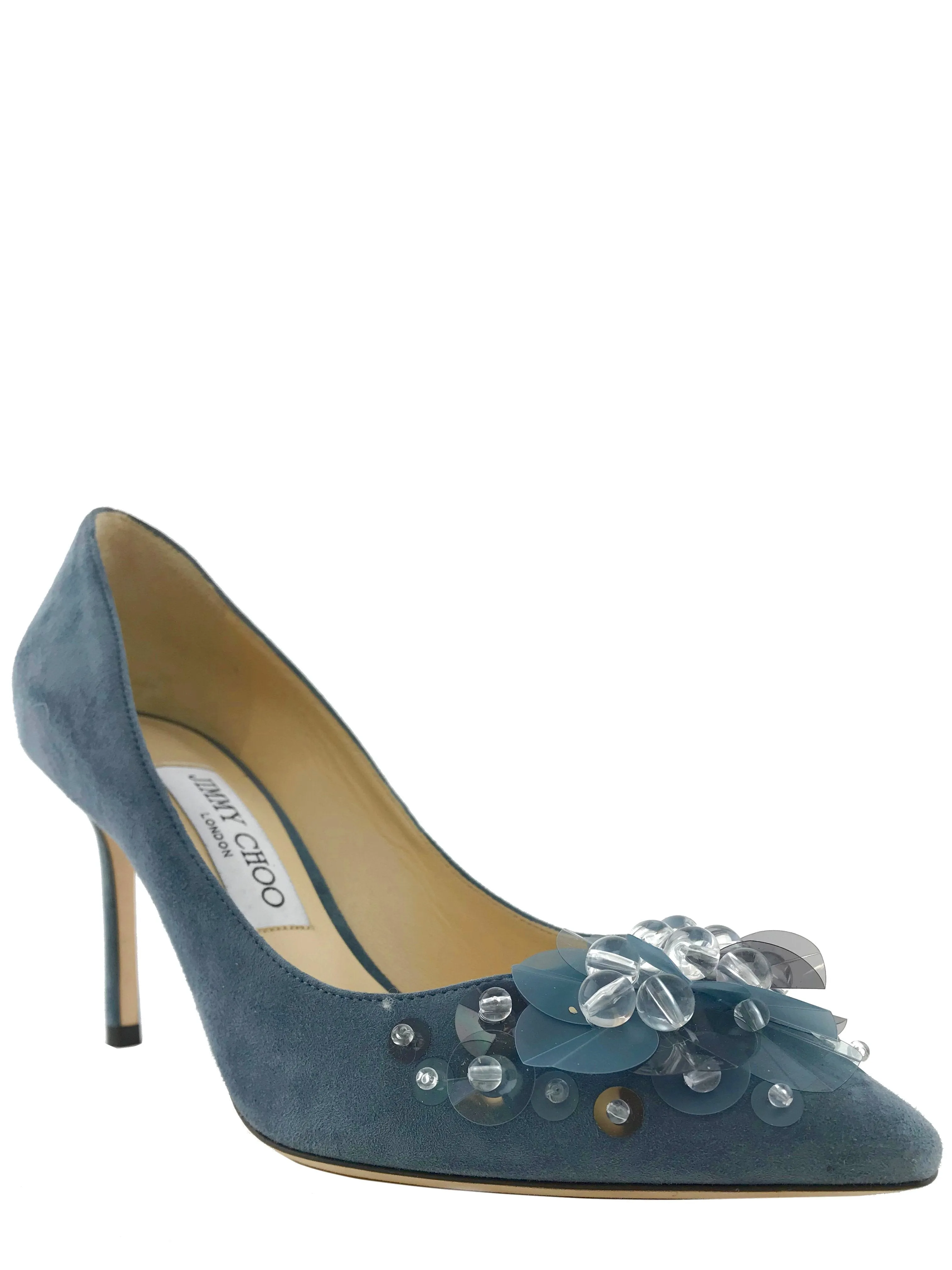 Jimmy Choo Romy Suede Flower Pump Size 7.5