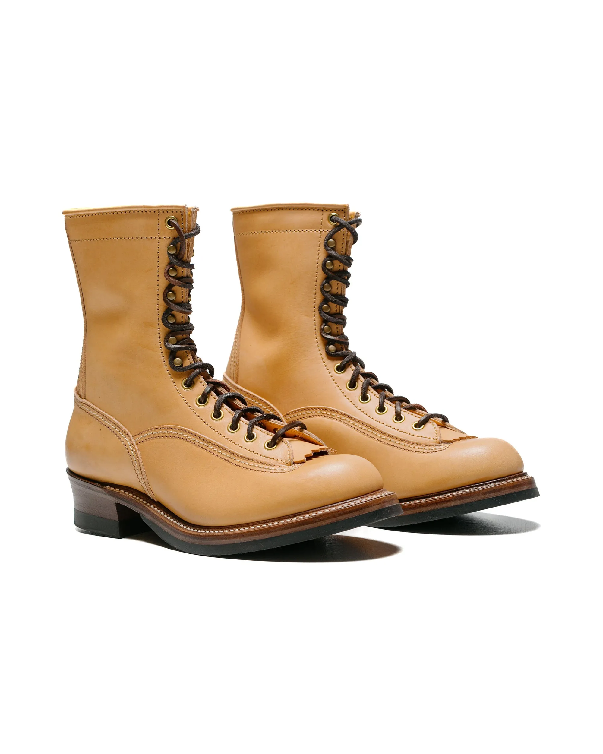 John Lofgren Bootmaker Donkey Puncher Boots 8" Badalassi Carlo Vegetable Tanned Leather Bone