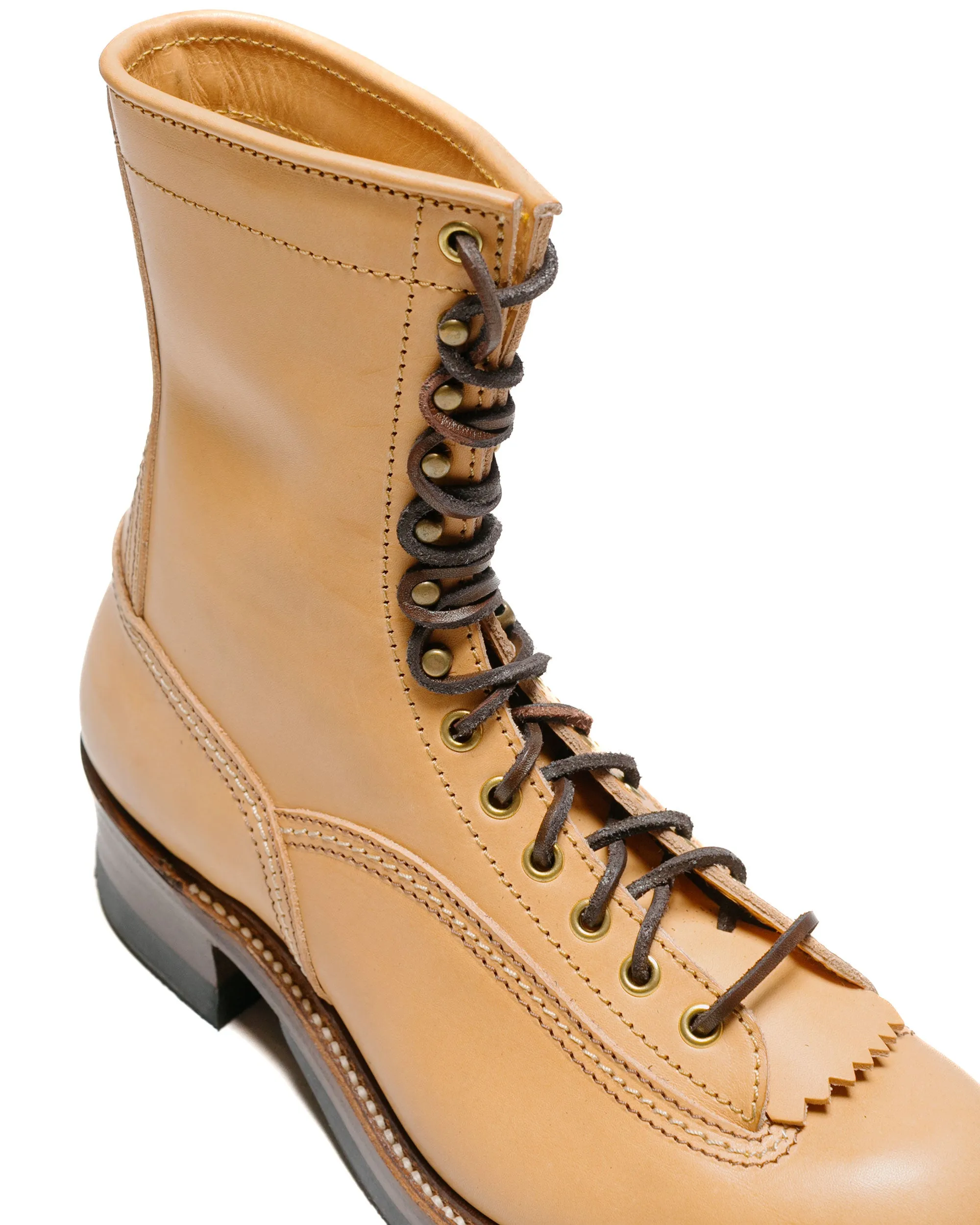 John Lofgren Bootmaker Donkey Puncher Boots 8" Badalassi Carlo Vegetable Tanned Leather Bone