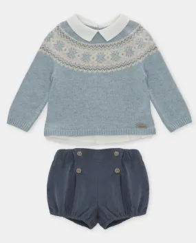 Martin Aranda Baby Blue Kntted Jumper & Shorts Set