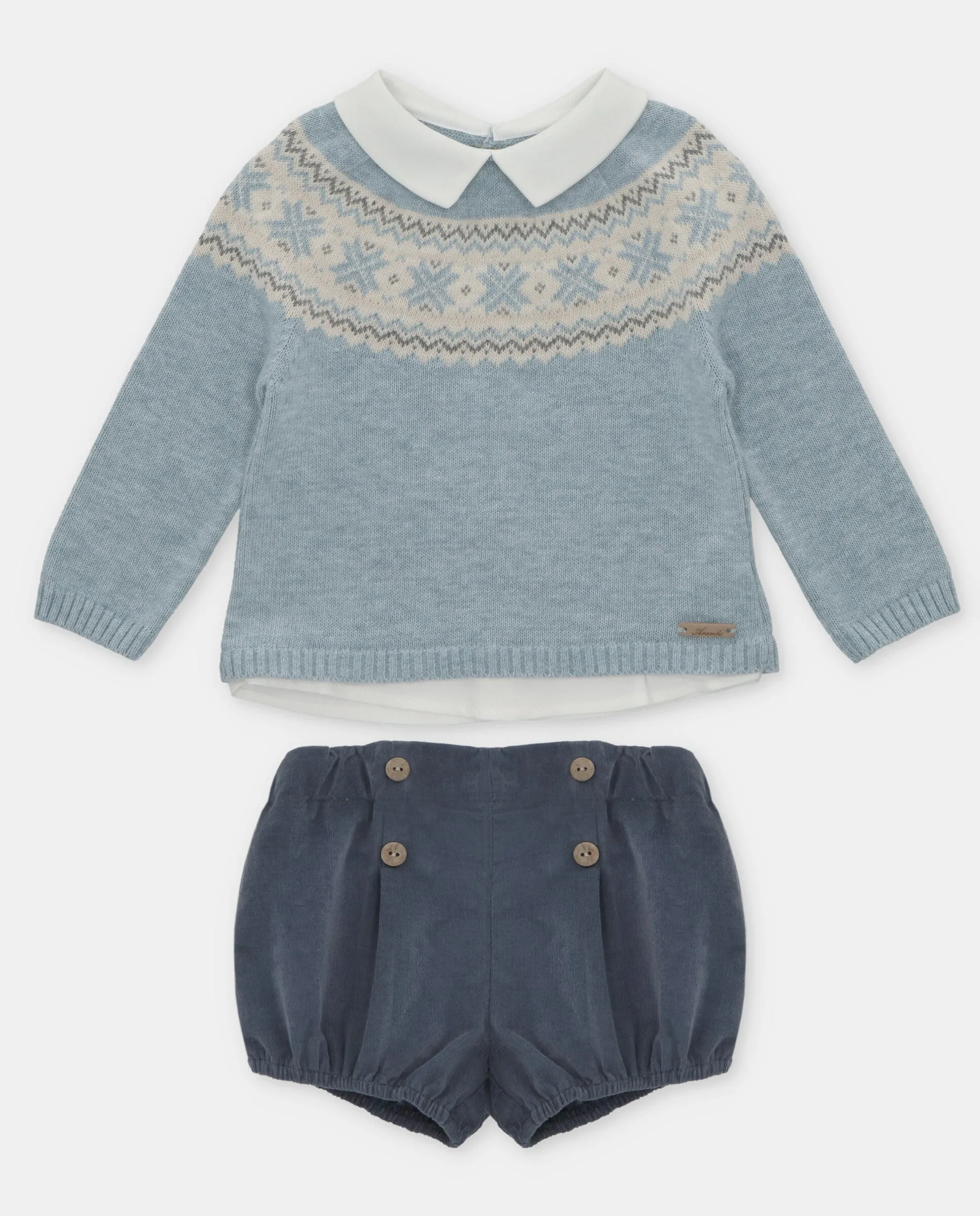 Martin Aranda Baby Blue Kntted Jumper & Shorts Set