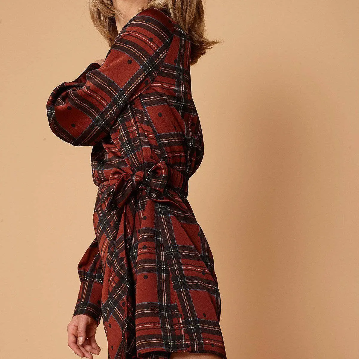 Neila Plaid Mini Wrap Dress