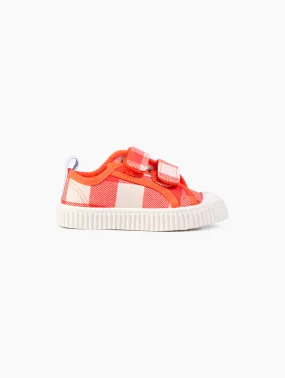 Orange Grid Canvas Shoes