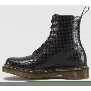 Pina Black  Black Hi Shine Houndstooth Printed Sofy T Boots