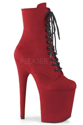 Pleaser USA Flamingo-1020FS Faux Suede 8inch Pleaser Boots - Red