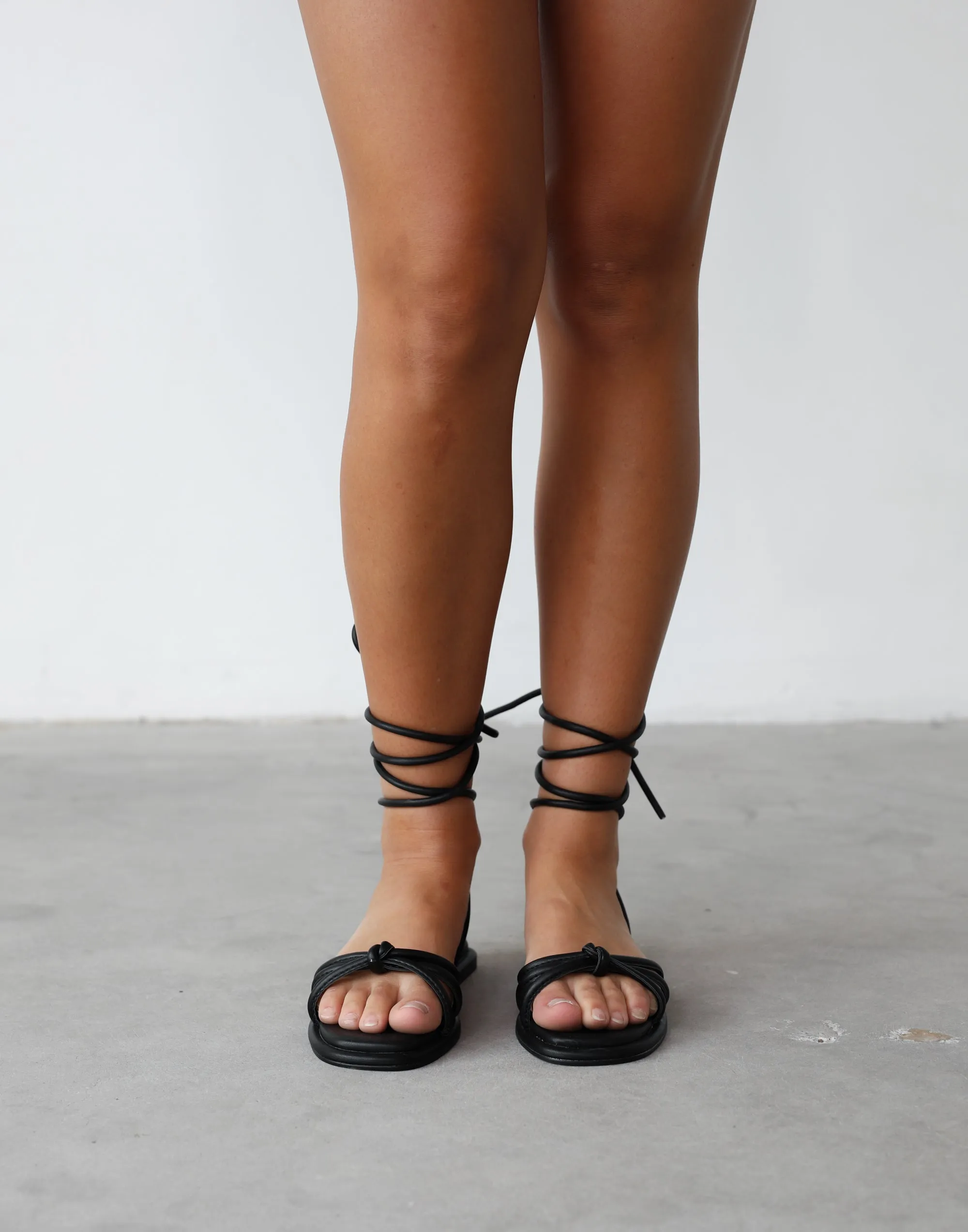 Raye Sandals (Black Smooth PU) - By Therapy