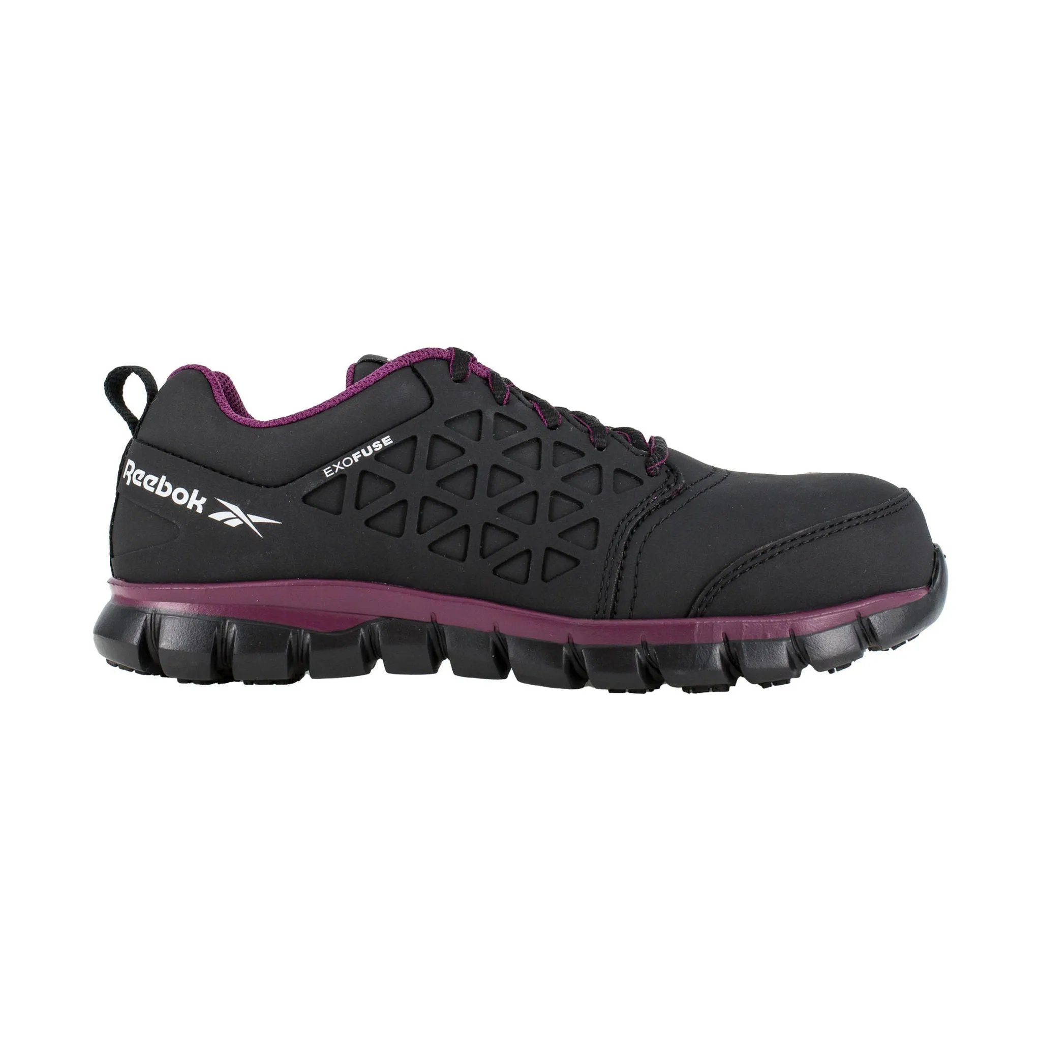 Reebok Work Women's Sublite Cushion Athletic Composite Toe Work Shoes - Black/Plum