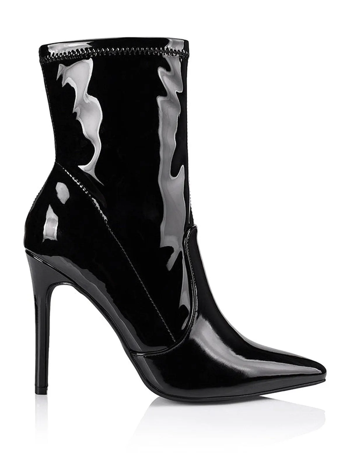 Saskia Ankle Boots - Black Patent Stretch