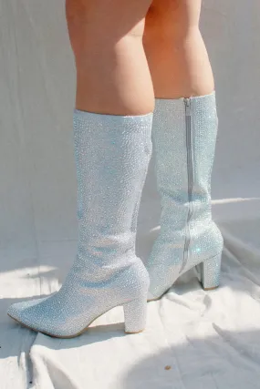 Silver Rhinestone Boots