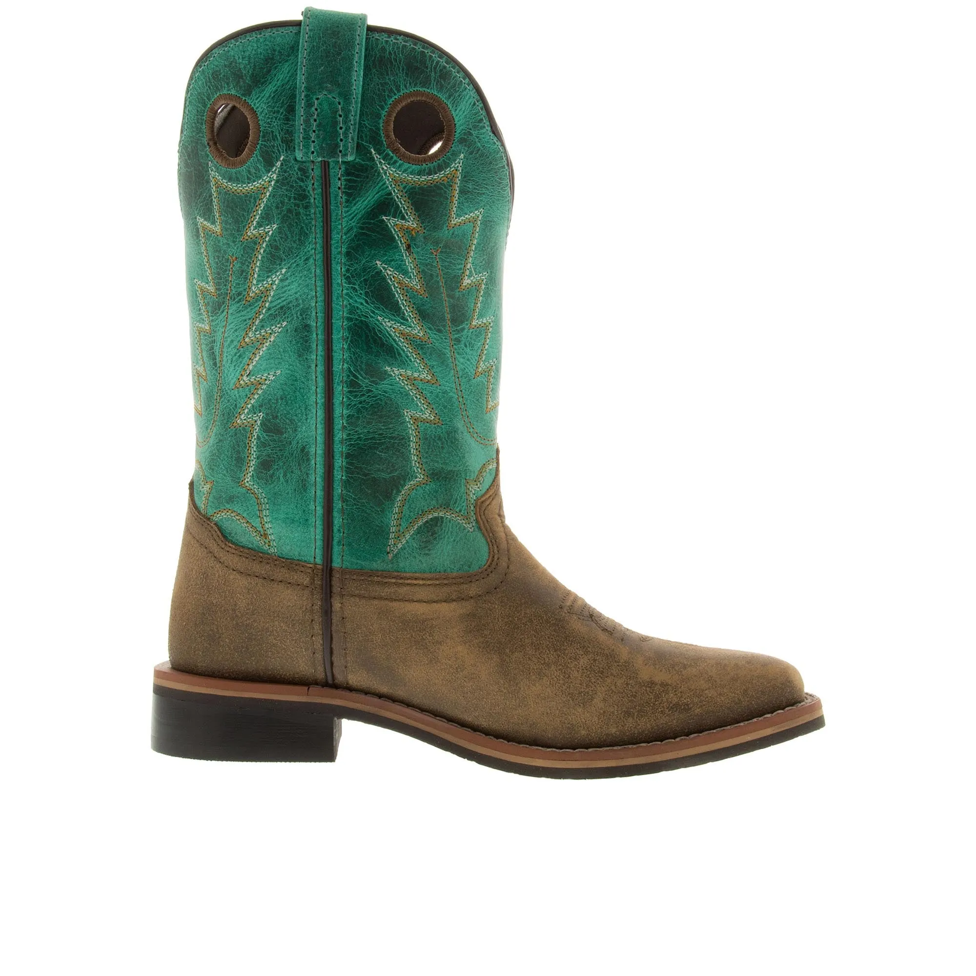 Smoky Mountain Boots Youth Jesse Square Brown Distressed Turquoise