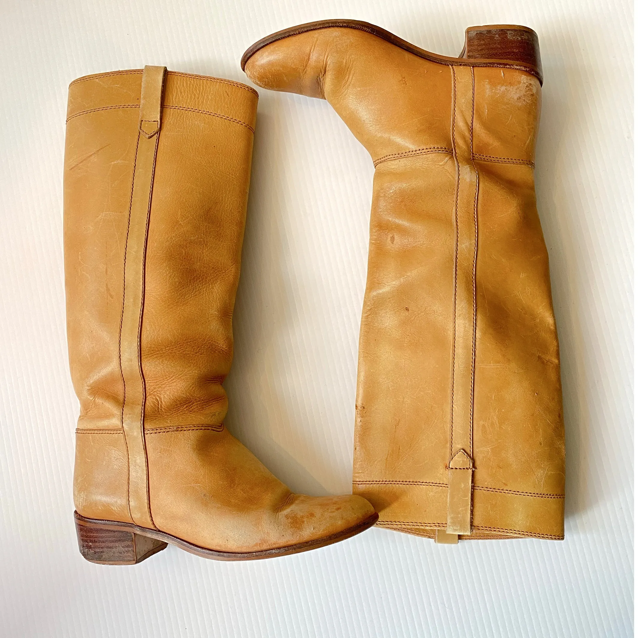 Vintage Tan Rider Leather Boots Made in Brazil