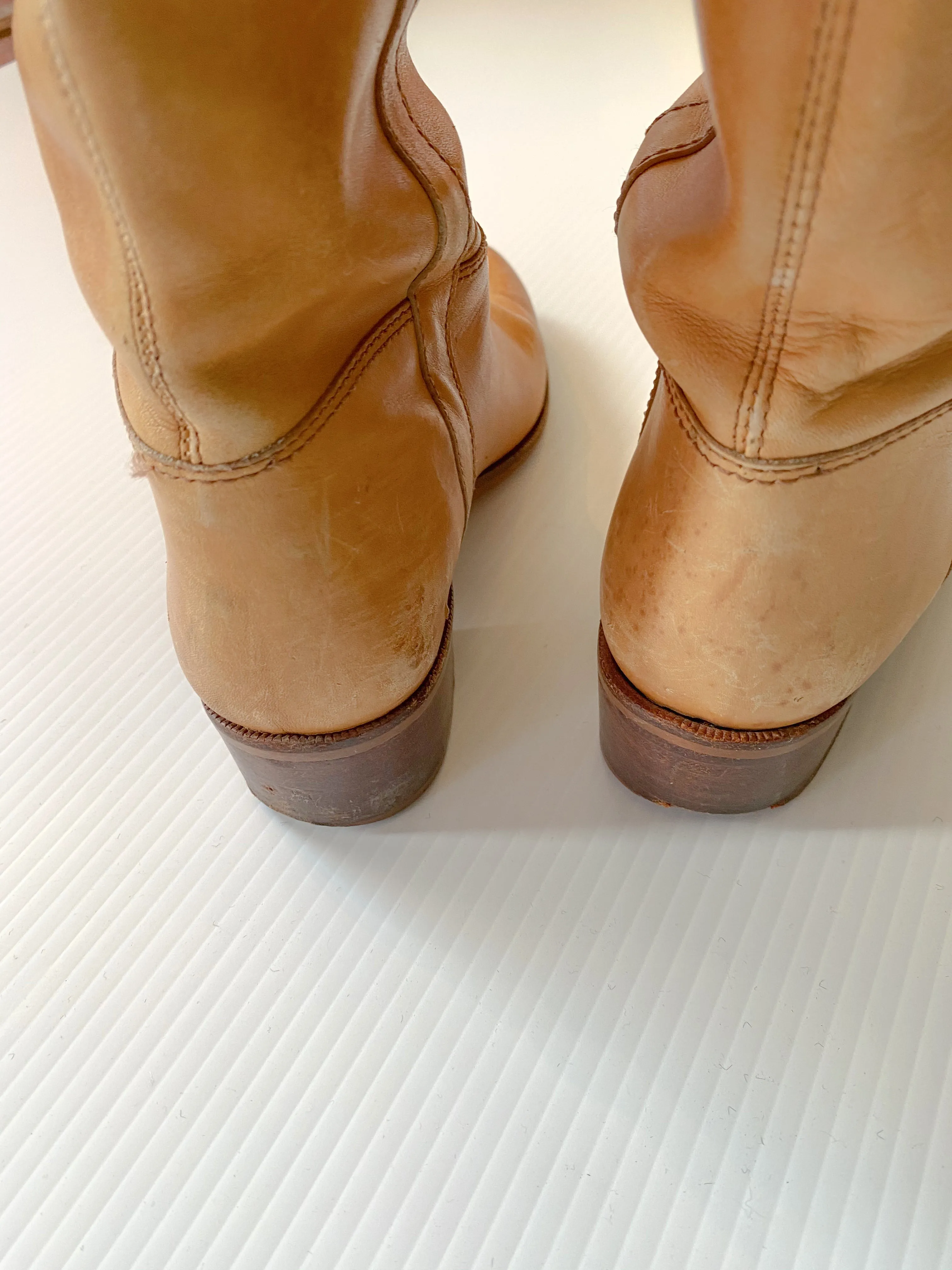 Vintage Tan Rider Leather Boots Made in Brazil