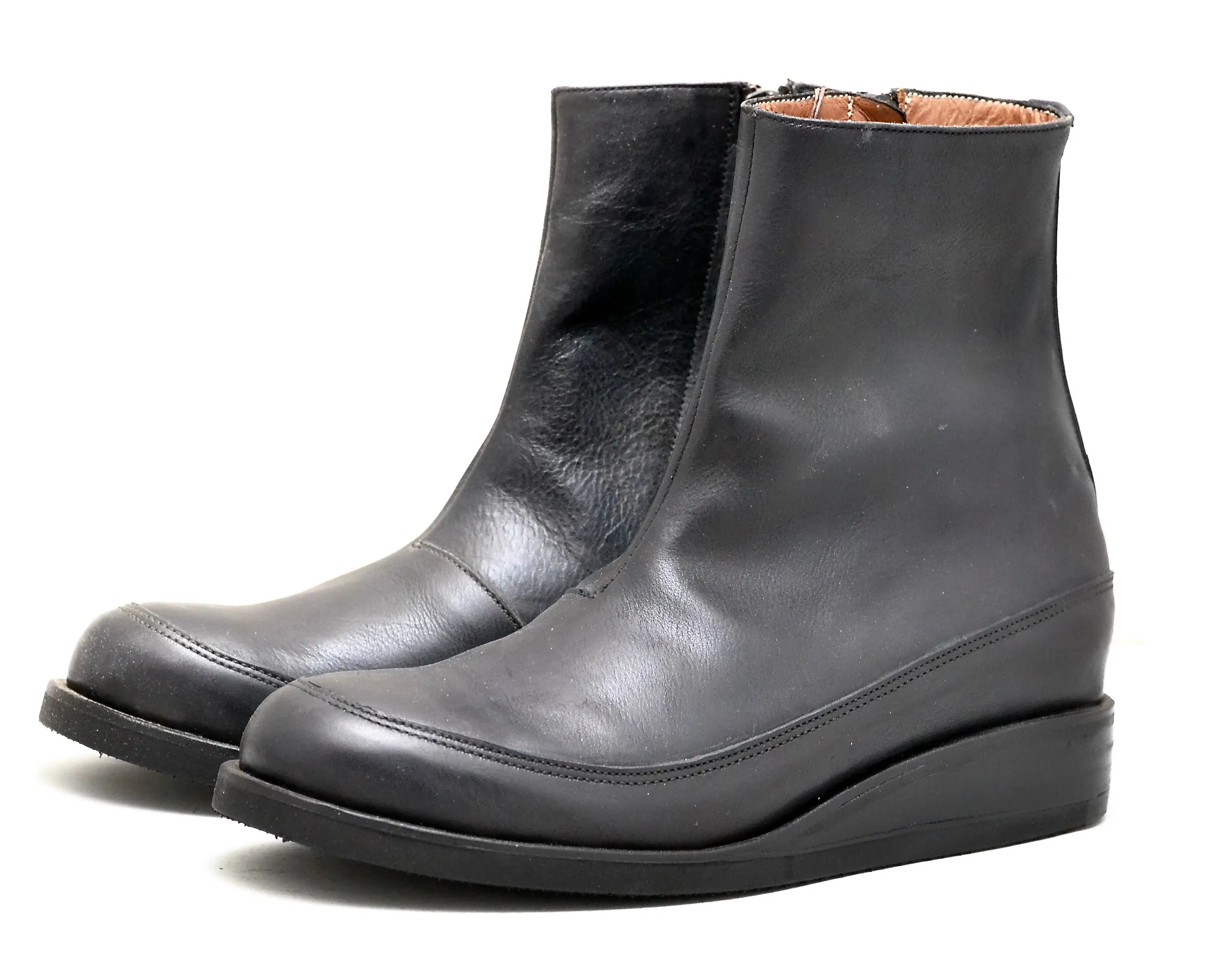 Zip sided sneaker boot |  Black | Calf